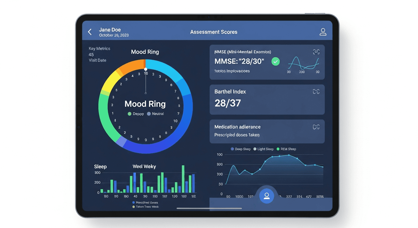 Digitale Assessment-Oberfläche mit MMSE und Barthel